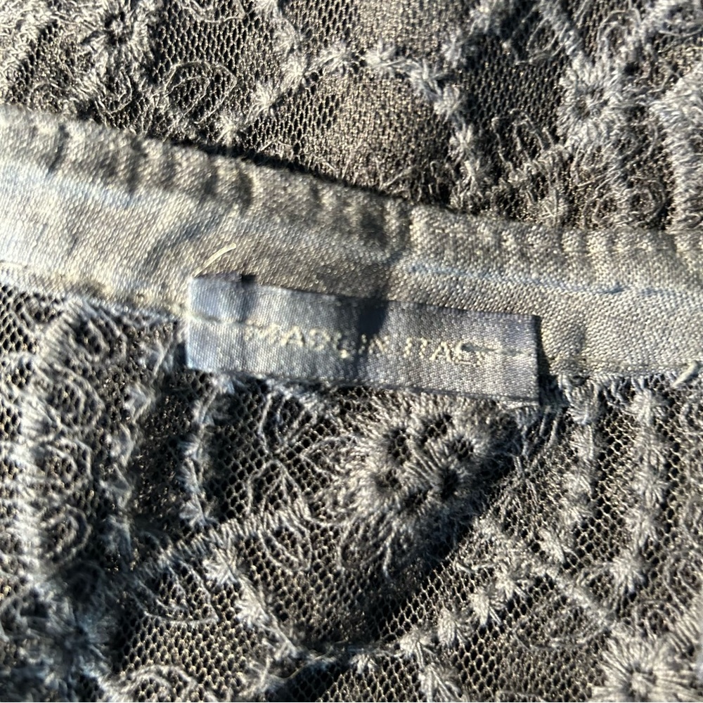 Made In Italy Blue Linen Button Down Blouse with Roll-tab Sleeves M - Picture 10 of 11